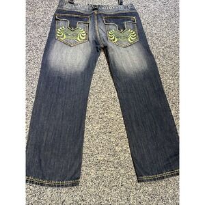 Royalty Culture Hip Hop Jean Y2K 40 x 32 Blue Denim Baggy Grunge Embroidered GUC